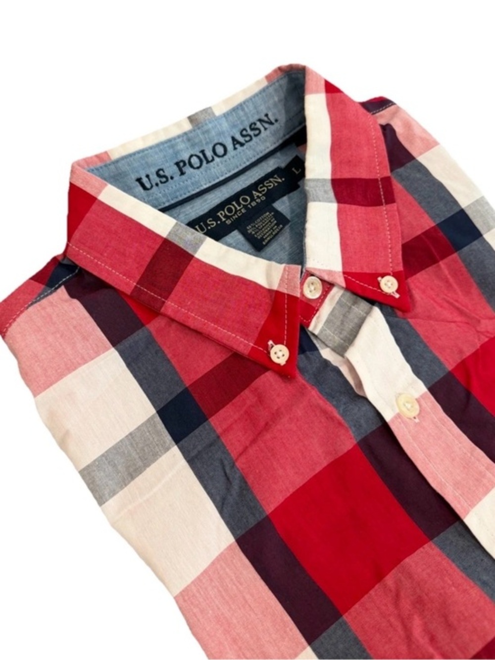 U.S. Polo Assn. Men’s Red Plaid Button-Down Shirt